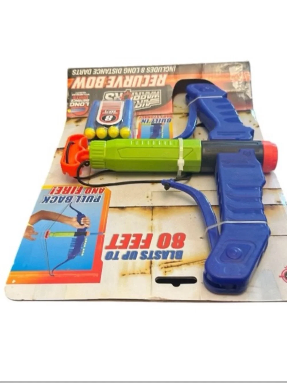 Air Warriors Recurve Bow Pull Back & Fire Long Distance Dart Blast Shoots 80 FT